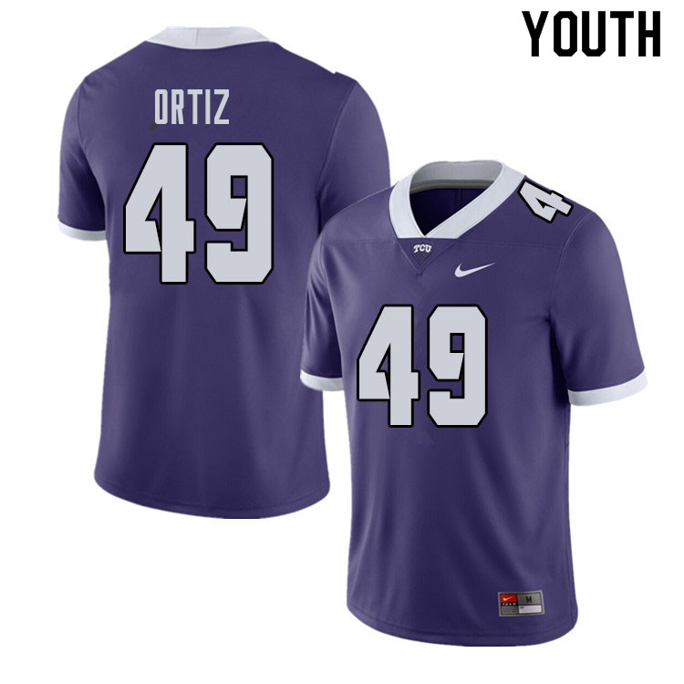 Youth #49 Antonio Ortiz TCU Horned Frogs College Football Jerseys Sale-Purple - Click Image to Close